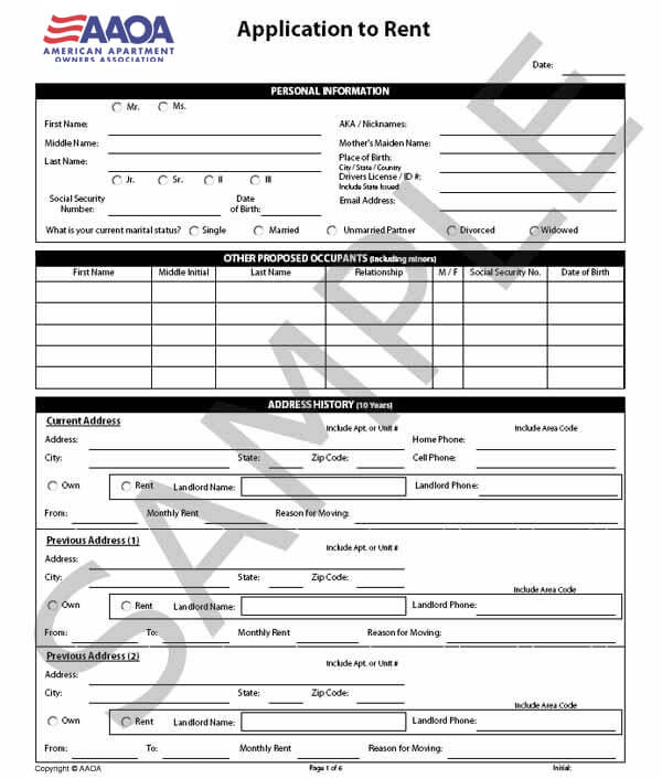 Rental Application Form (Comprehensive)